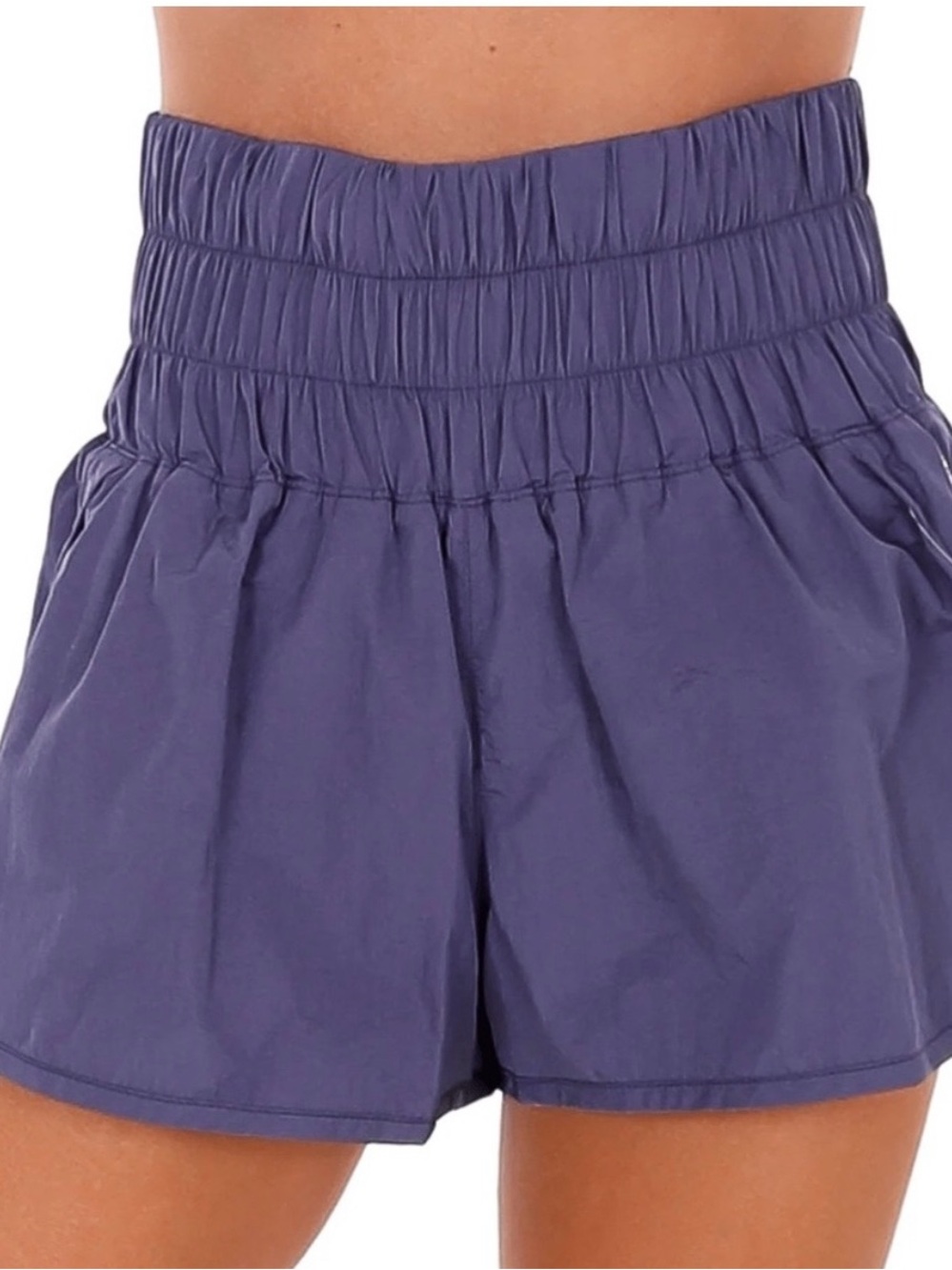 FP Movement by Free People The Way Home, High-Waist Smocked Shorts - Deep Purple